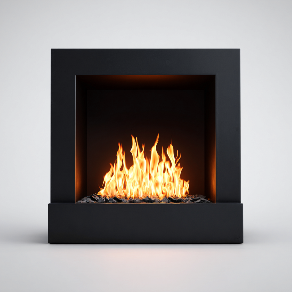 Kamin Elektrokamin Metall 90x35x100 cm Schwarz Modernes Design-Denuploft