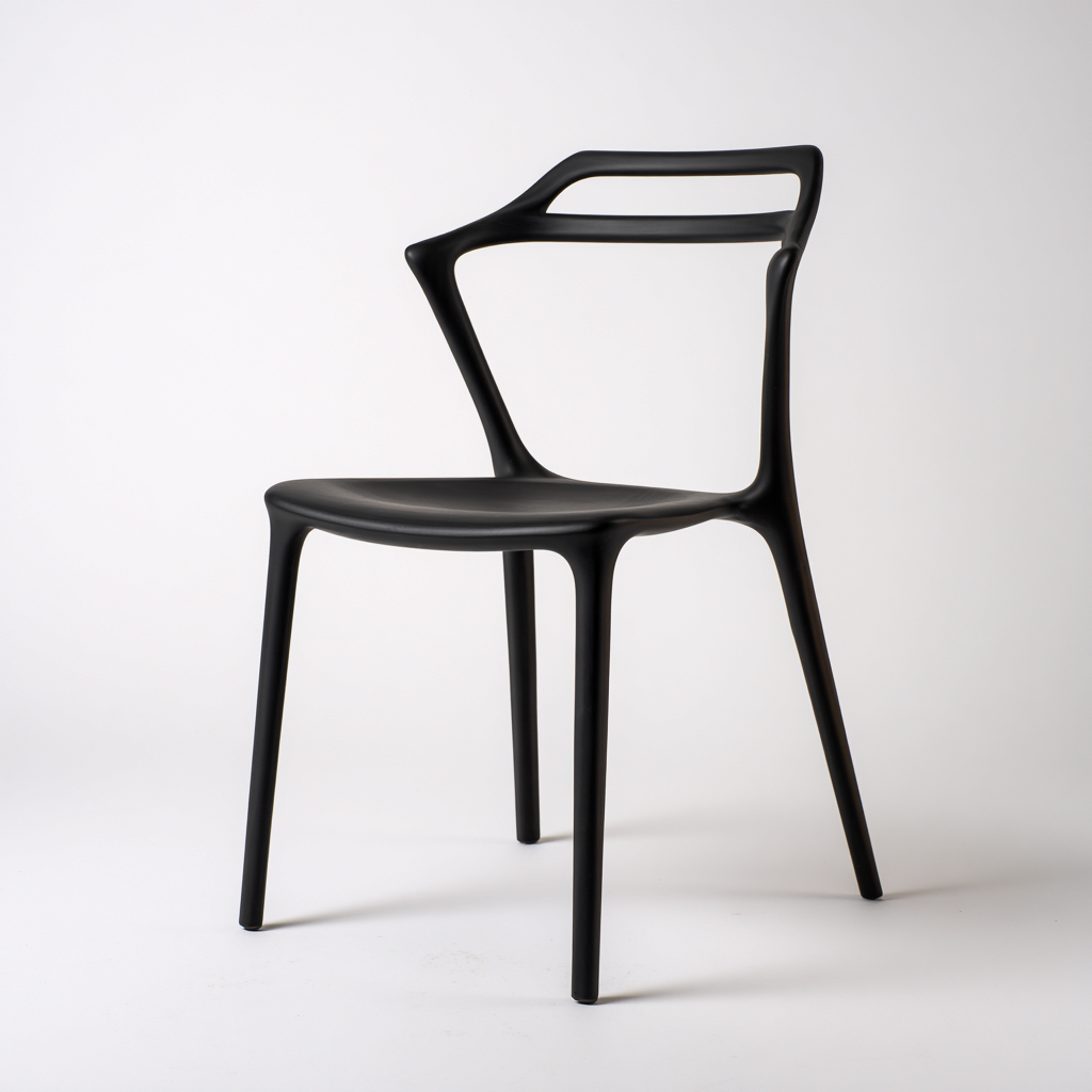 Gartenstuhl Kunststoff 47x52x87 cm - Schwarz - Skulpturale Form-Denuploft