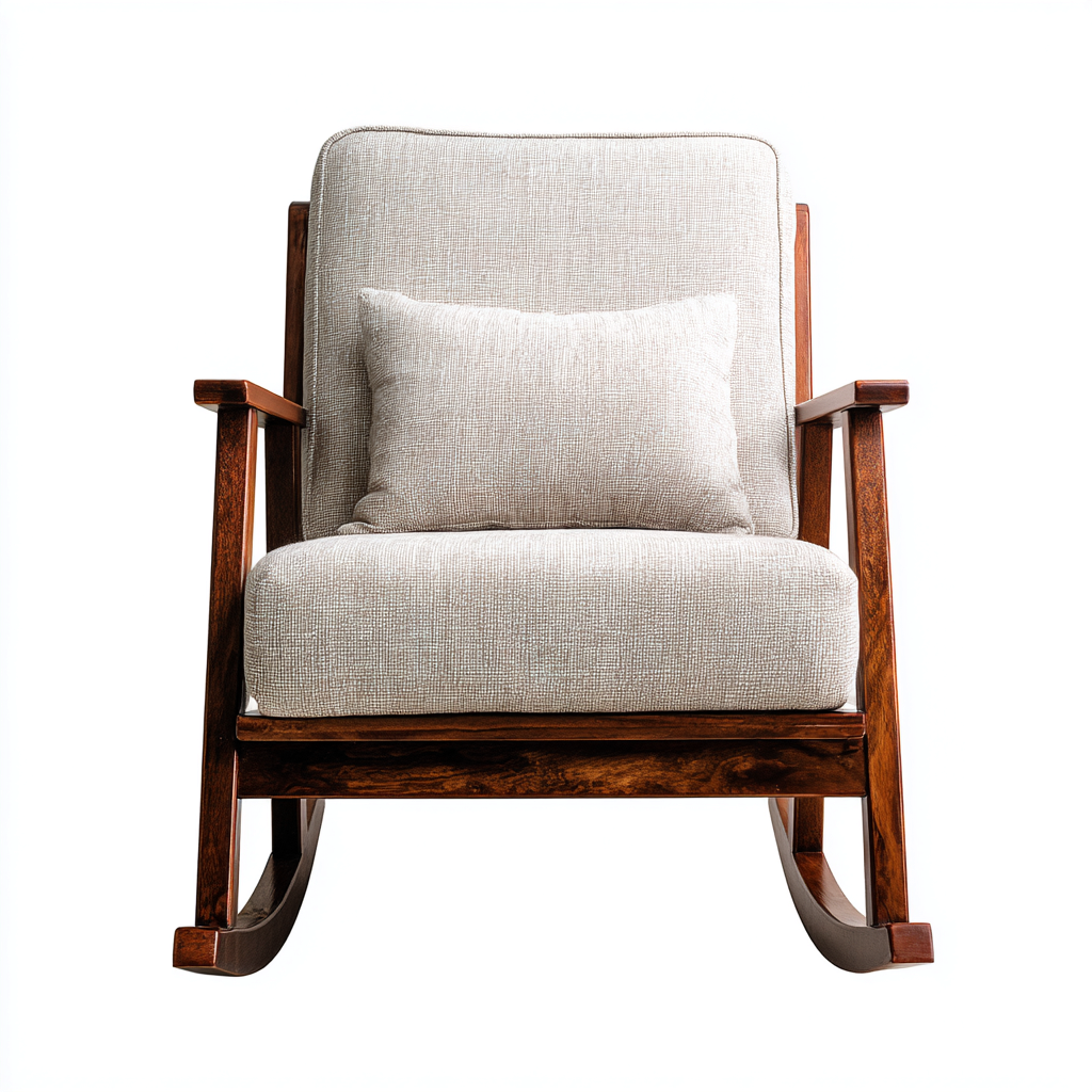 Schaukelstuhl aus Stoff und Holz - 96x82x94 cm - beige - skandinavischer Stil-Denuploft