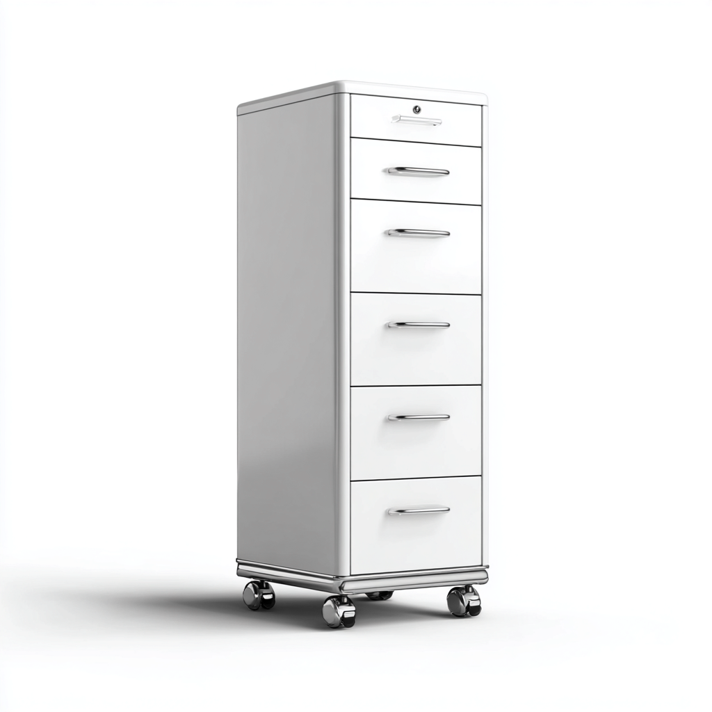 Aktenschrank - Metall - 40x45x110 cm - Weiß - mobiles Bürodesign-Denuploft