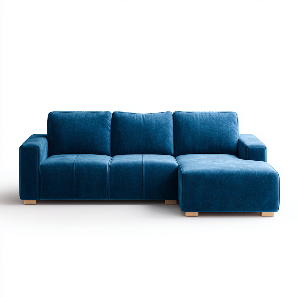 Ecksofa Samtstoff 270x170x85 cm Blau Modernes Design-Denuploft