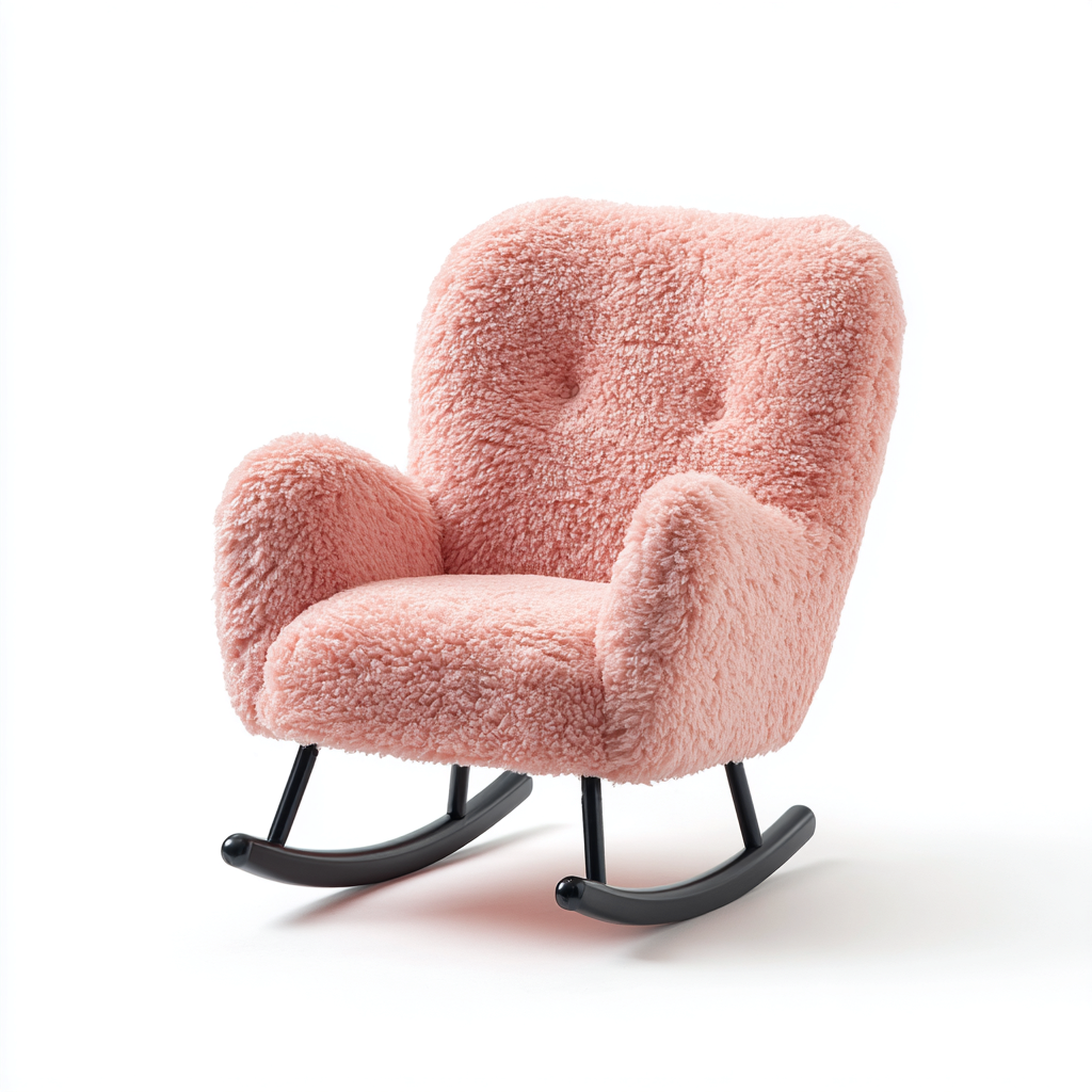 Schaukelstuhl aus Stoff und Metall - 84x74x88 cm - rosa - moderner Stil-Denuploft