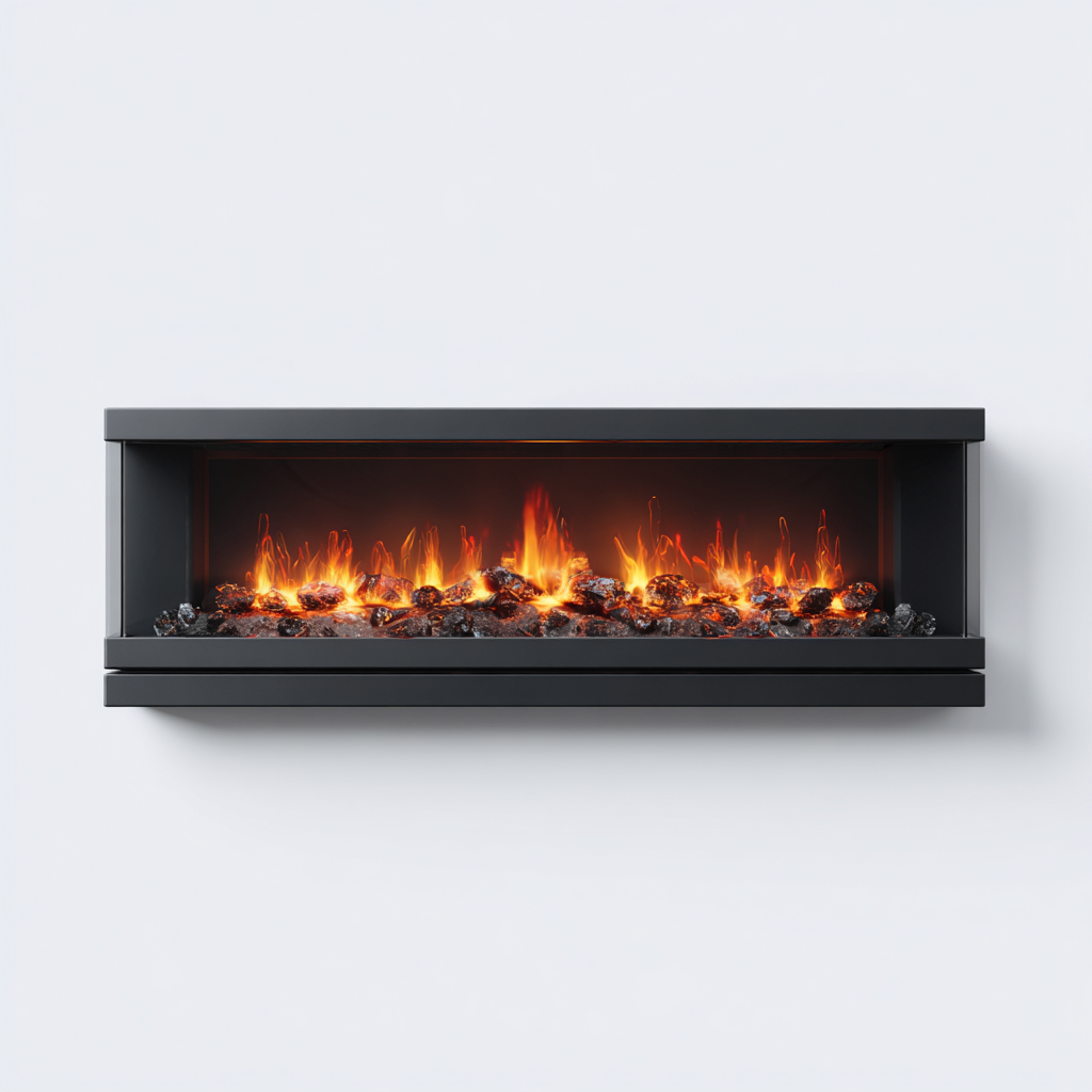 Kamin elektrisch Metall und Glas 110x25x45 cm schwarz modern-Denuploft