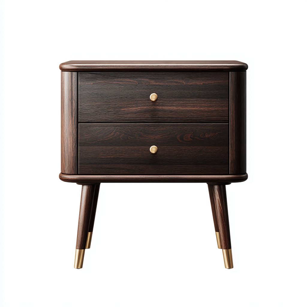 Aktenschrank - Massivholzrahmen und Holzoberfläche - 55x40x60 cm - Dunkelbraun-Gold - modernes Design-Denuploft