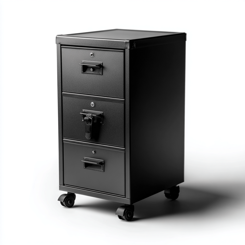 Aktenschrank Metall - Schwarz - 40x35x72 cm - Büroaufbewahrung - Rollbar-Denuploft