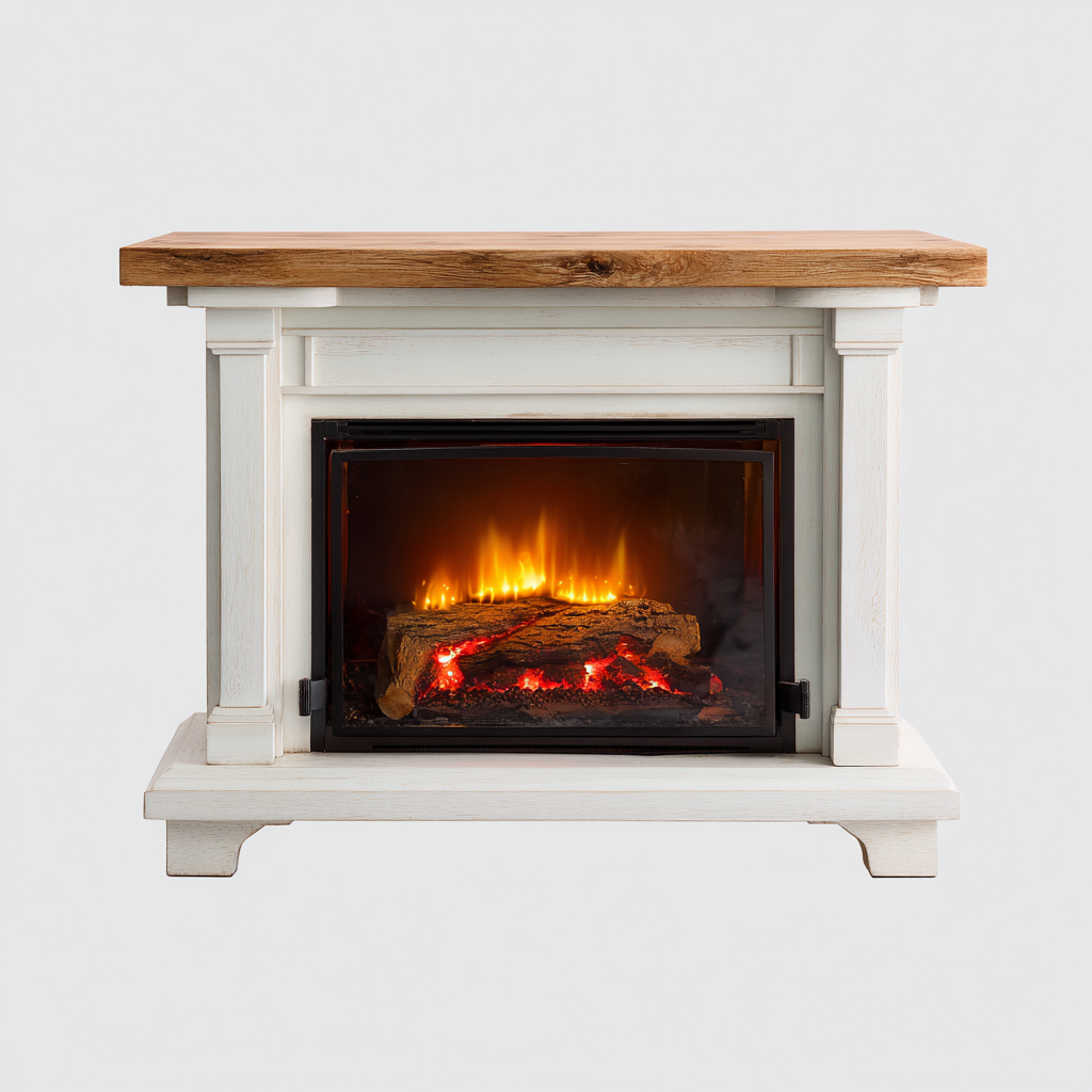 Kamin Elektrokamin Holz 100x40x85 cm Weiß Klassisches Design-Denuploft