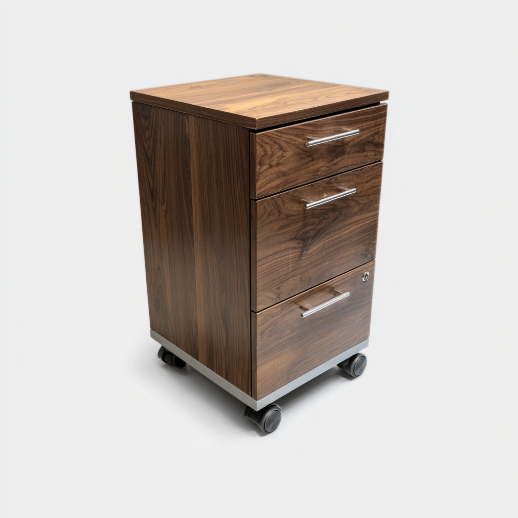 Aktenschrank - Holz und Metall - 40x42x65 cm - Braun-Schwarz - mobiles Bürodesign-Denuploft