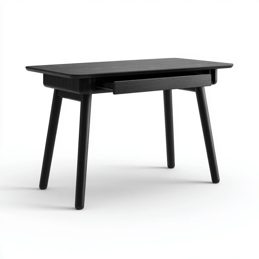 Schreibtisch - Massivholzrahmen und Holzplatte - 110x55x75 cm - Schwarz - skandinavisches Design-Denuploft