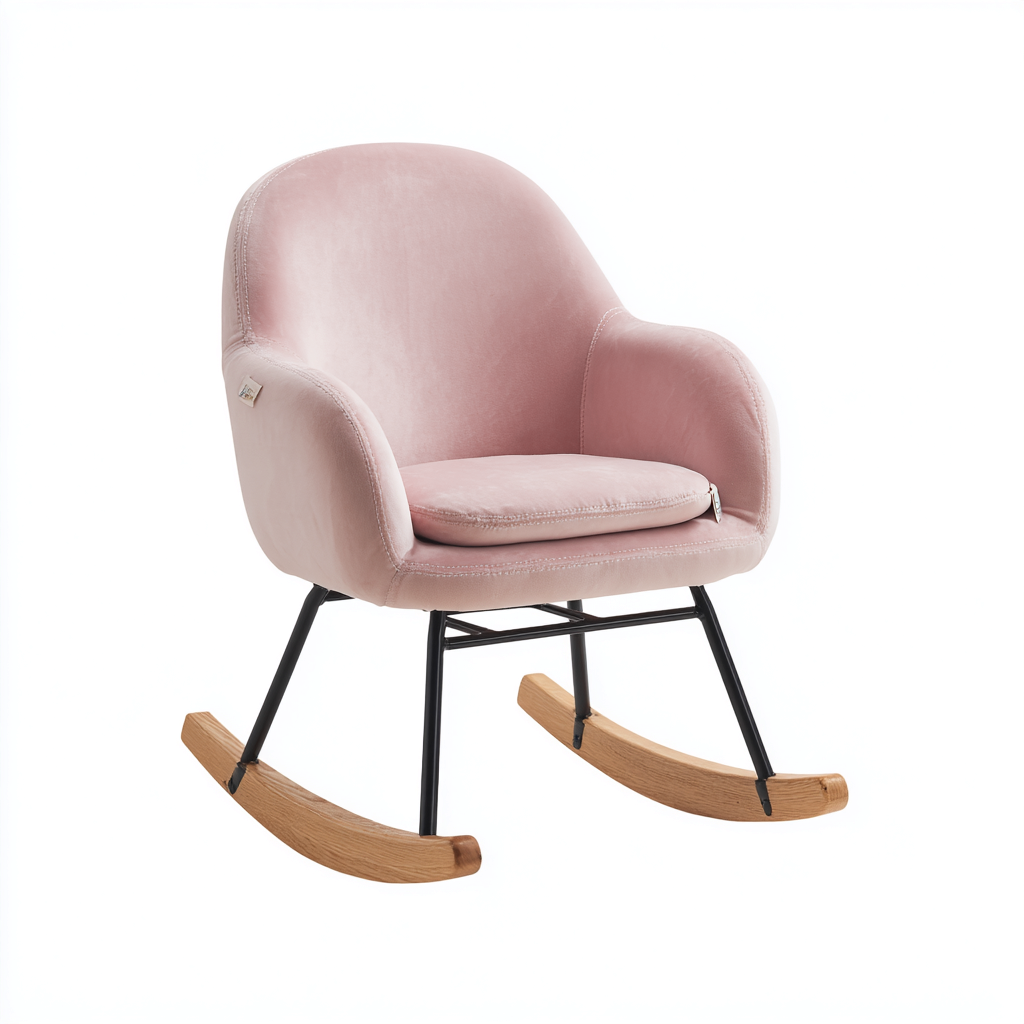 Schaukelstuhl aus Samt und Metall - 82x70x88 cm - rosa - moderner Stil-Denuploft