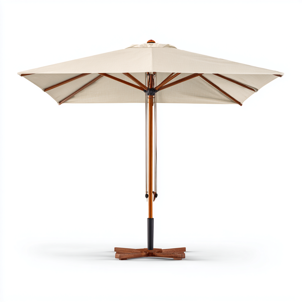 Gartenschirm Holz 300x300x250 cm - beige - klassisches Design-Denuploft