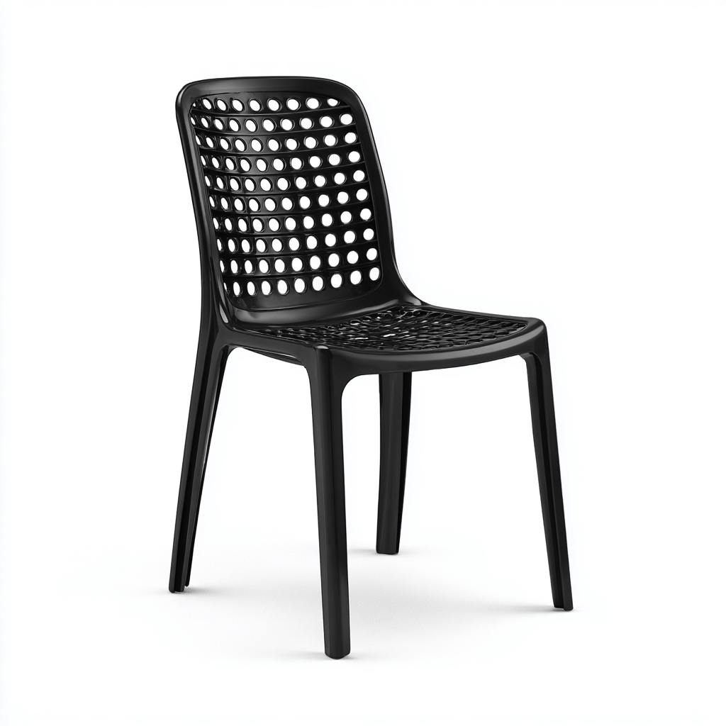 Gartenstuhl Kunststoff 50x53x83 cm - Schwarz - Modernes Design-Denuploft