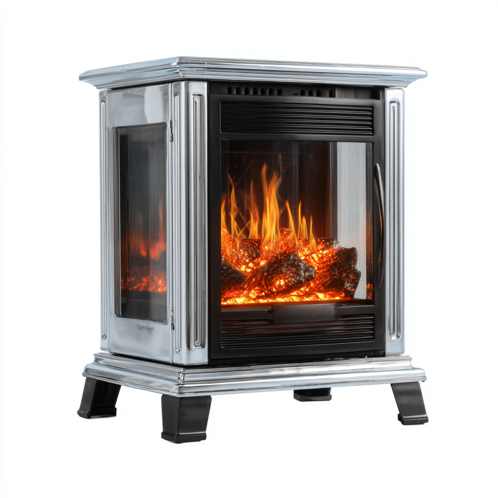 Kamin Elektrokamin Edelstahl und Glas 50x35x70 cm Silber Modernes Design-Denuploft