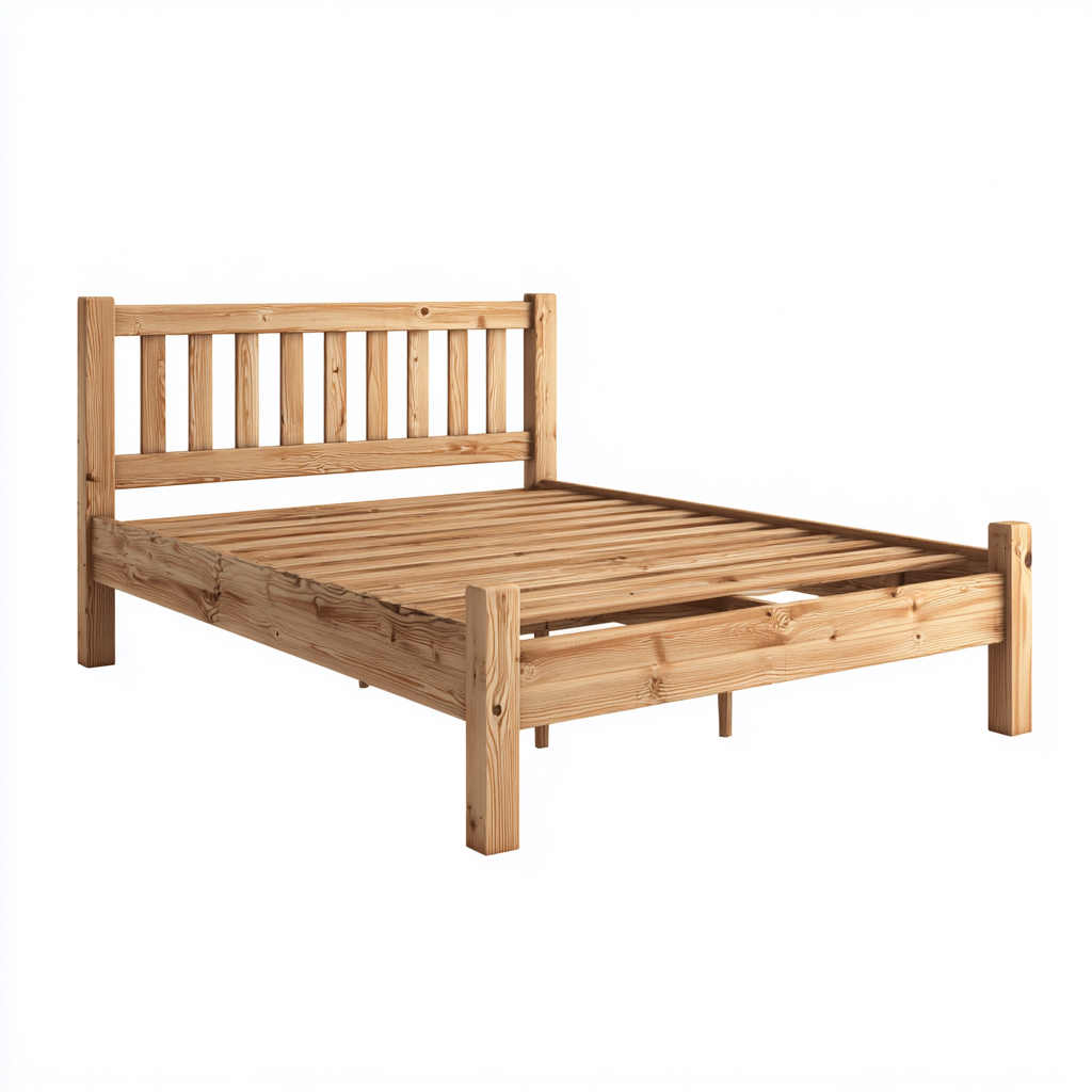 Doppelbett Massivholzrahmen 200x180x100 cm - Naturholz - Klassisches Design-Denuploft