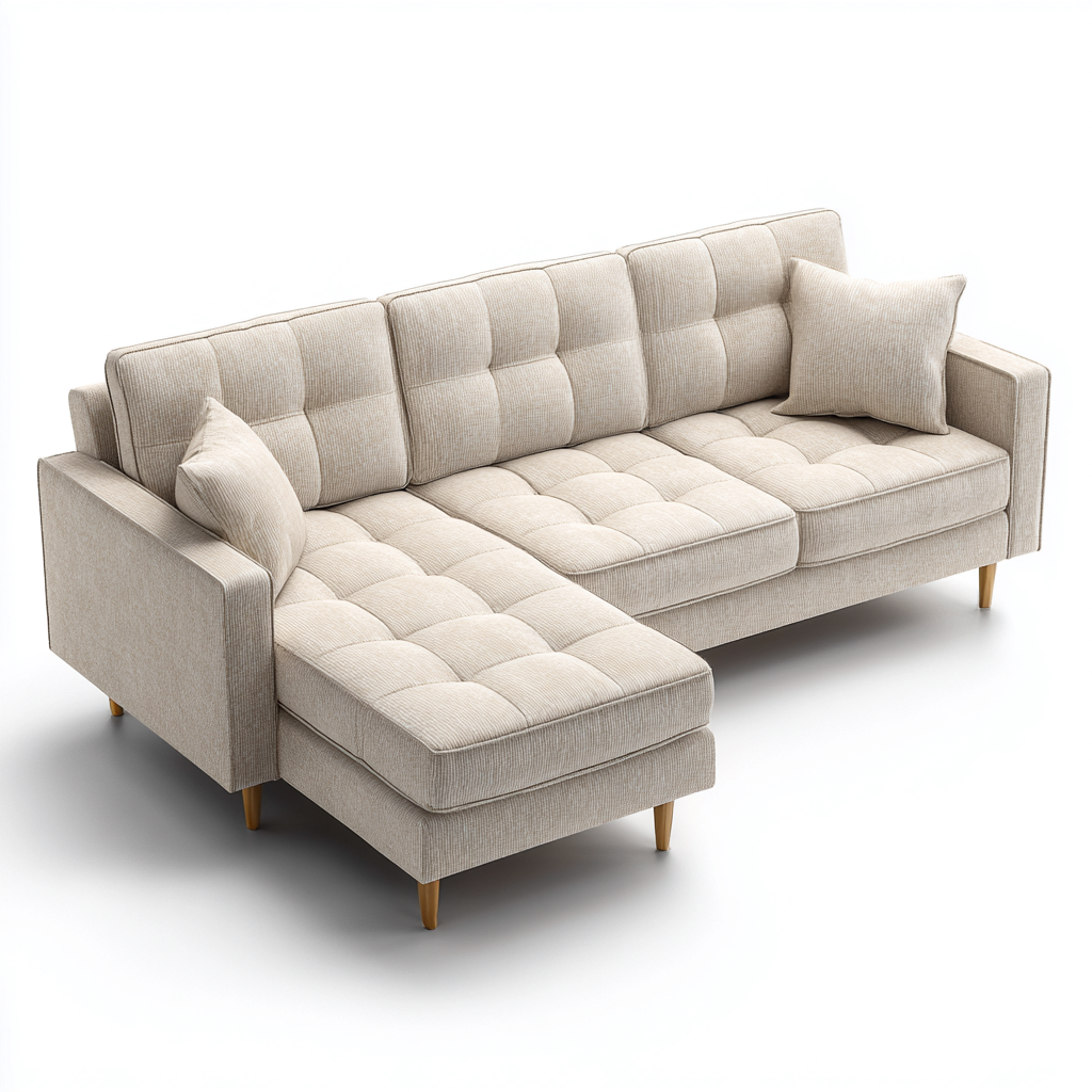 Ecksofa Strukturstoff 255x165x83 cm Beige Skandinavischer Stil-Denuploft
