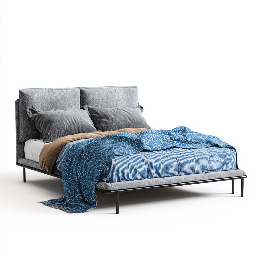 Doppelbett Samtbezug mit Metallrahmen 200x180x100 cm - Dunkelgrau - Modernes Industriedesign-Denuploft