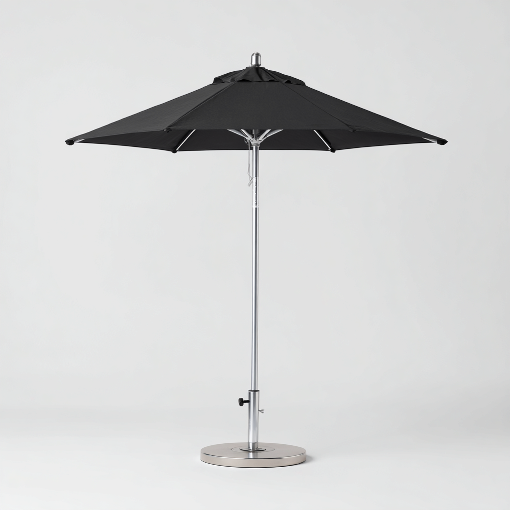 Gartenschirm Standarddesign 235x235x225 cm Schwarz mit Rundstandfuß - schlichtes Outdoor-Konzept-Denuploft