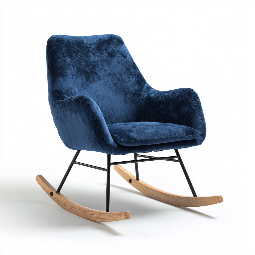 Schaukelstuhl aus Samt und Metall - 92x78x88 cm - blau - moderner Stil-Denuploft