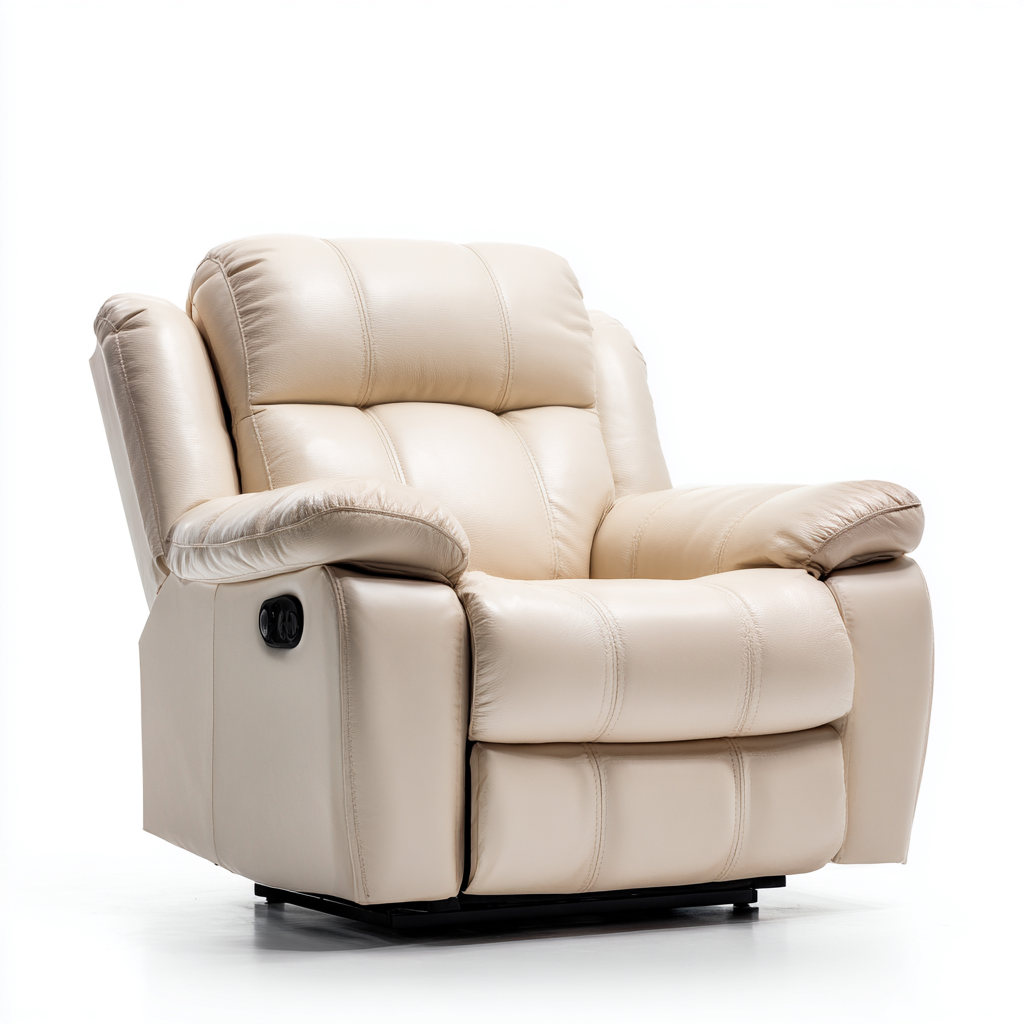 Liegesessel aus Echtleder - 102x97x101 cm - creme - Komfortabler Relaxsessel mit gepolsterter Rückenlehne-Denuploft