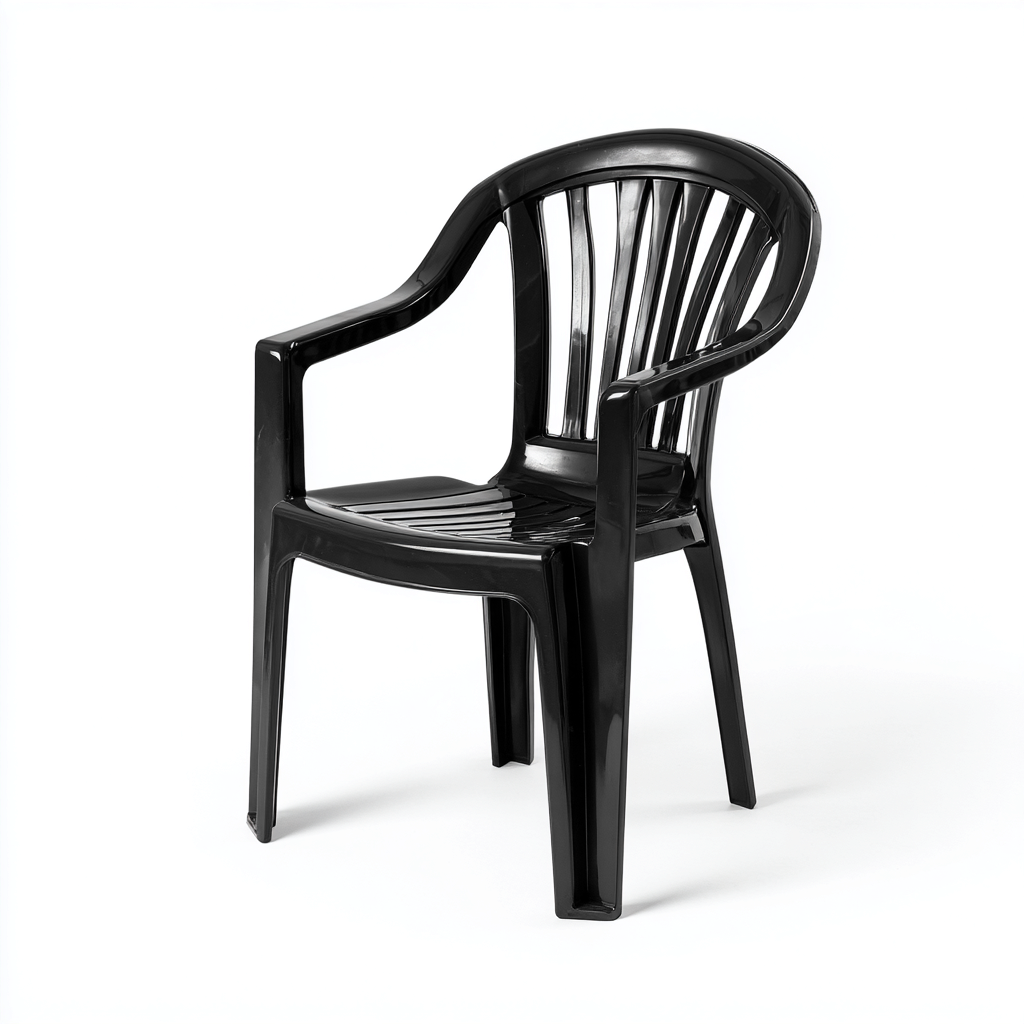 Gartenstuhl Kunststoff 61x59x88 cm - Schwarz - Mit Armlehnen und gebogener Rückenlehne-Denuploft