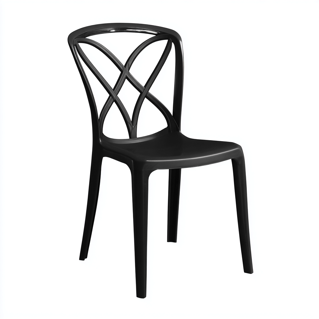 Gartenstuhl Kunststoff 46x49x88 cm - Schwarz - Modernes Design-Denuploft