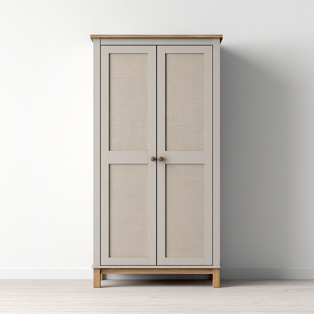 Kleiderschrank aus Holz - 95x52x185 cm - beige-grau - skandinavischer Stil-Denuploft