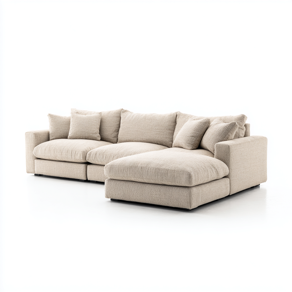 Ecksofa Gewebe 270x170x85 cm Beige Modernes Design-Denuploft
