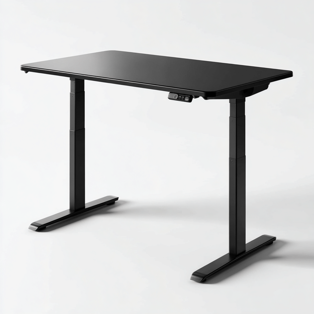 Schreibtisch Metall-Kunststoff 120x60x75-120 cm - Schwarz - Modernes Design-Denuploft