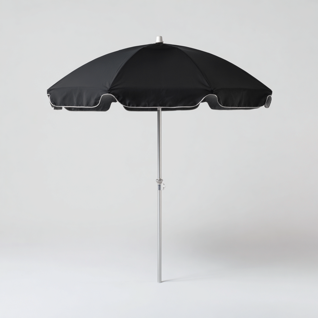 Gartenschirm Runddach 200x200x210 cm Schwarz mit Wellenkante - leichtes Outdoor-Design-Denuploft