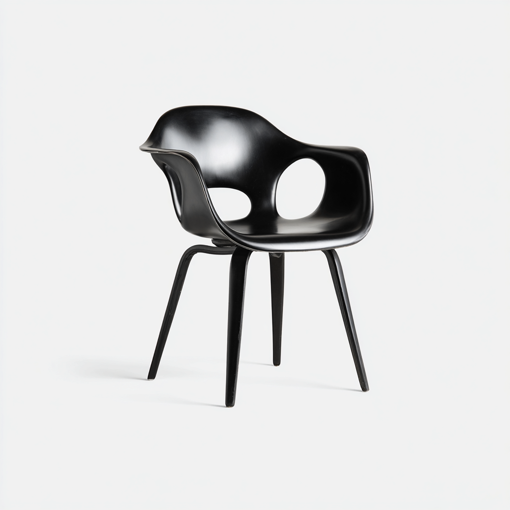 Gartenstuhl Kunststoff 55x54x83 cm - Schwarz - Mit Armlehnen und Retro-Design-Denuploft