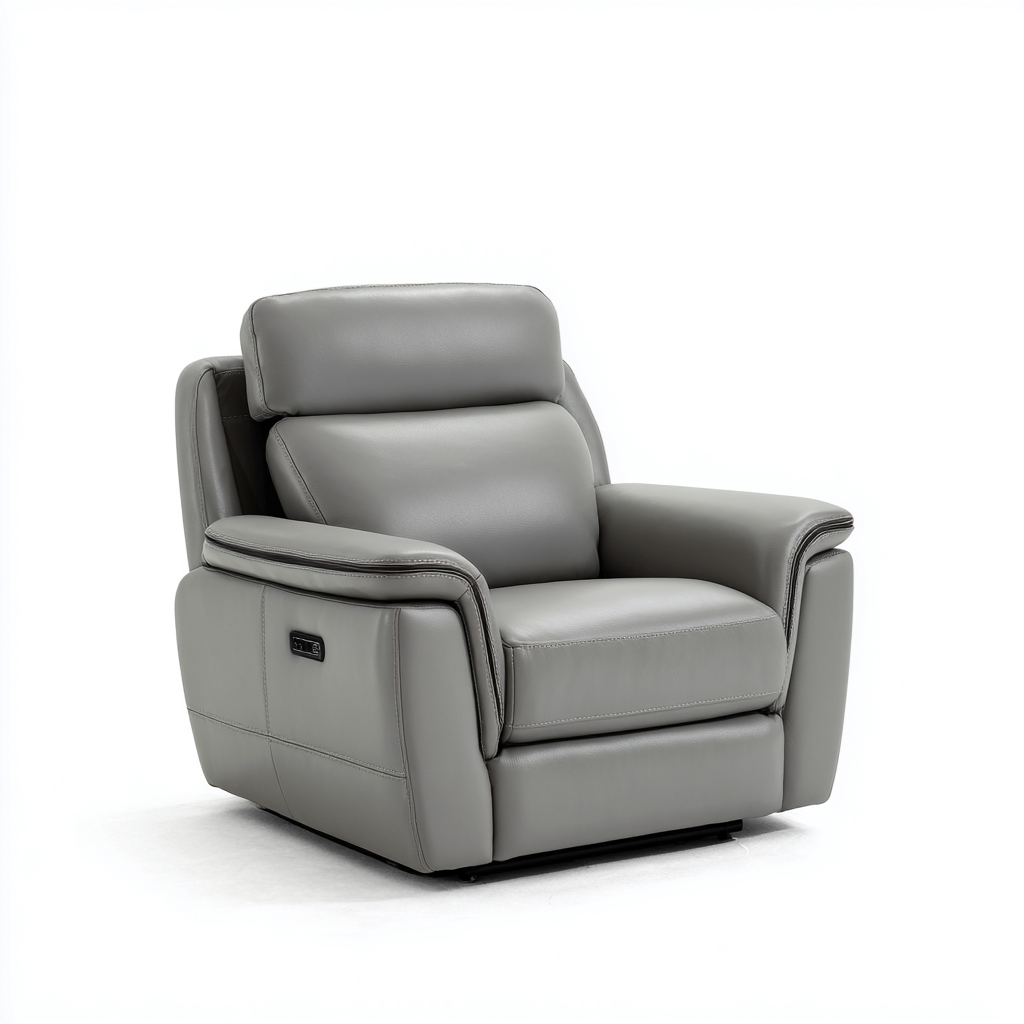 Liegesessel aus Kunstleder - 104x96x100 cm - grau - Moderner elektrischer Relaxsessel mit glatter Oberfläche-Denuploft