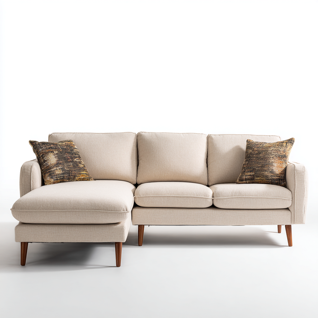 Ecksofa Stoff 250x170x85 cm Beige Skandinavisches Design-Denuploft