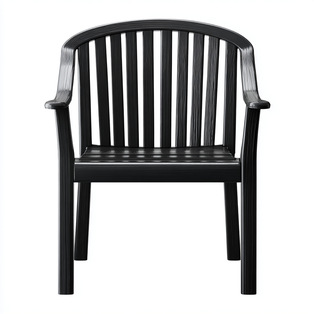 Gartenstuhl Kunststoff 60x57x89 cm - Schwarz - Mit Armlehnen und vertikalem Lamellenrücken-Denuploft