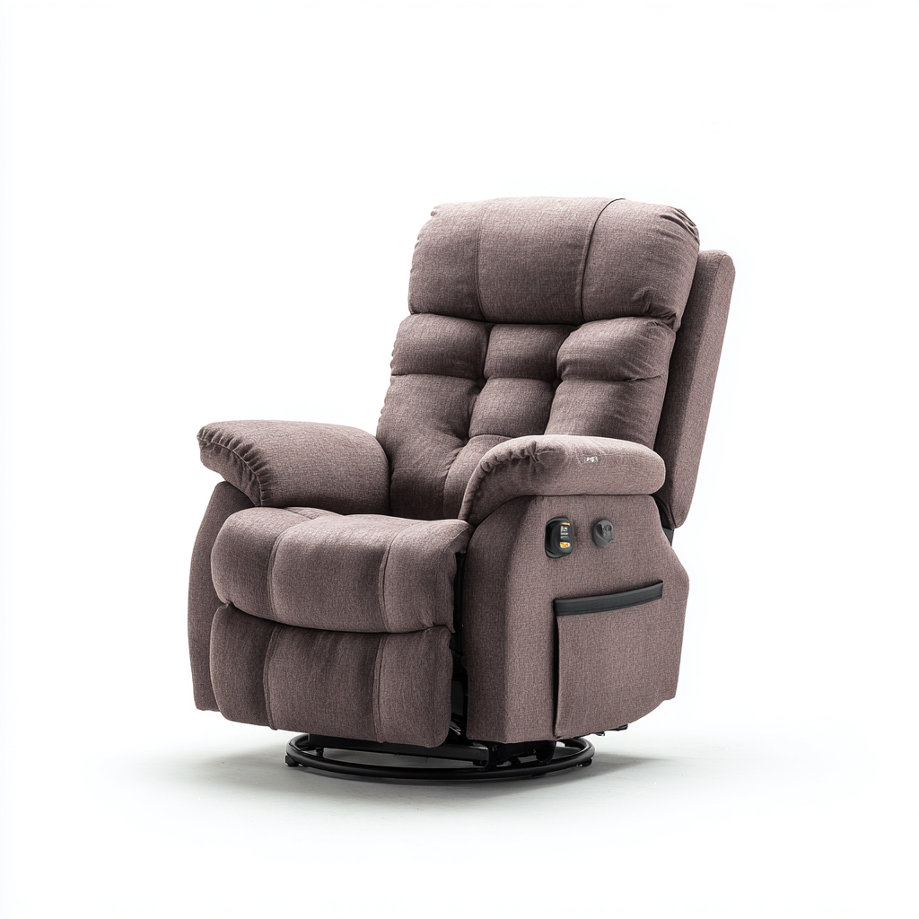 Liegesessel aus Stoff - 100x95x107 cm - braun - Relaxsessel mit elektrischer Verstellung und Aufstehfunktion-Denuploft