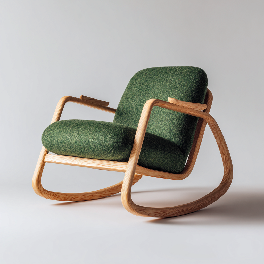 Schaukelstuhl aus Stoff und Holz - 90x78x88 cm - grün - skandinavischer Stil-Denuploft