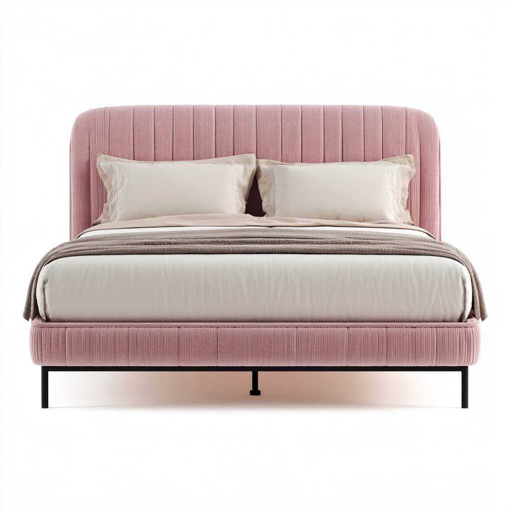 Doppelbett Stoffrahmen 200x180x110 cm - Rosa - Modernes Design-Denuploft