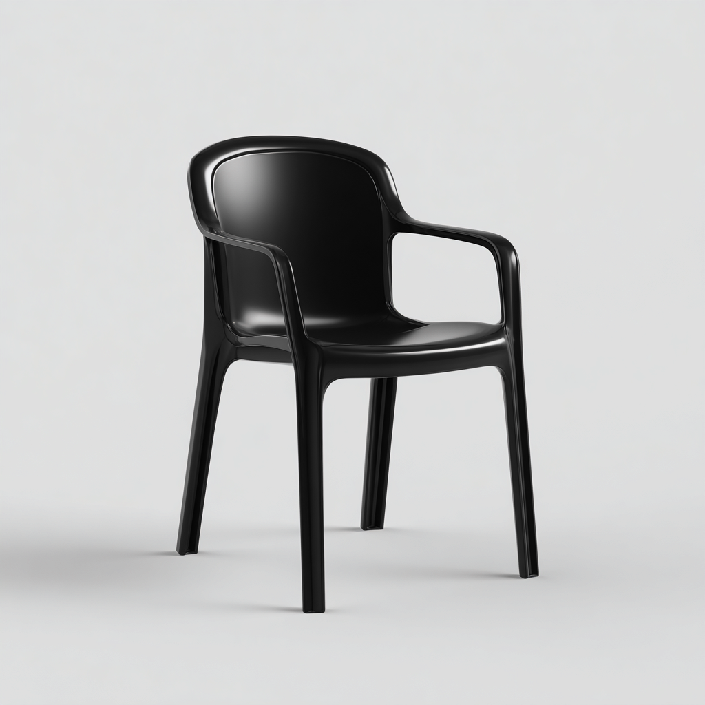 Gartenstuhl Kunststoff 64x61x88 cm - Schwarz - Mit Armlehnen und glatter Sitzfläche-Denuploft