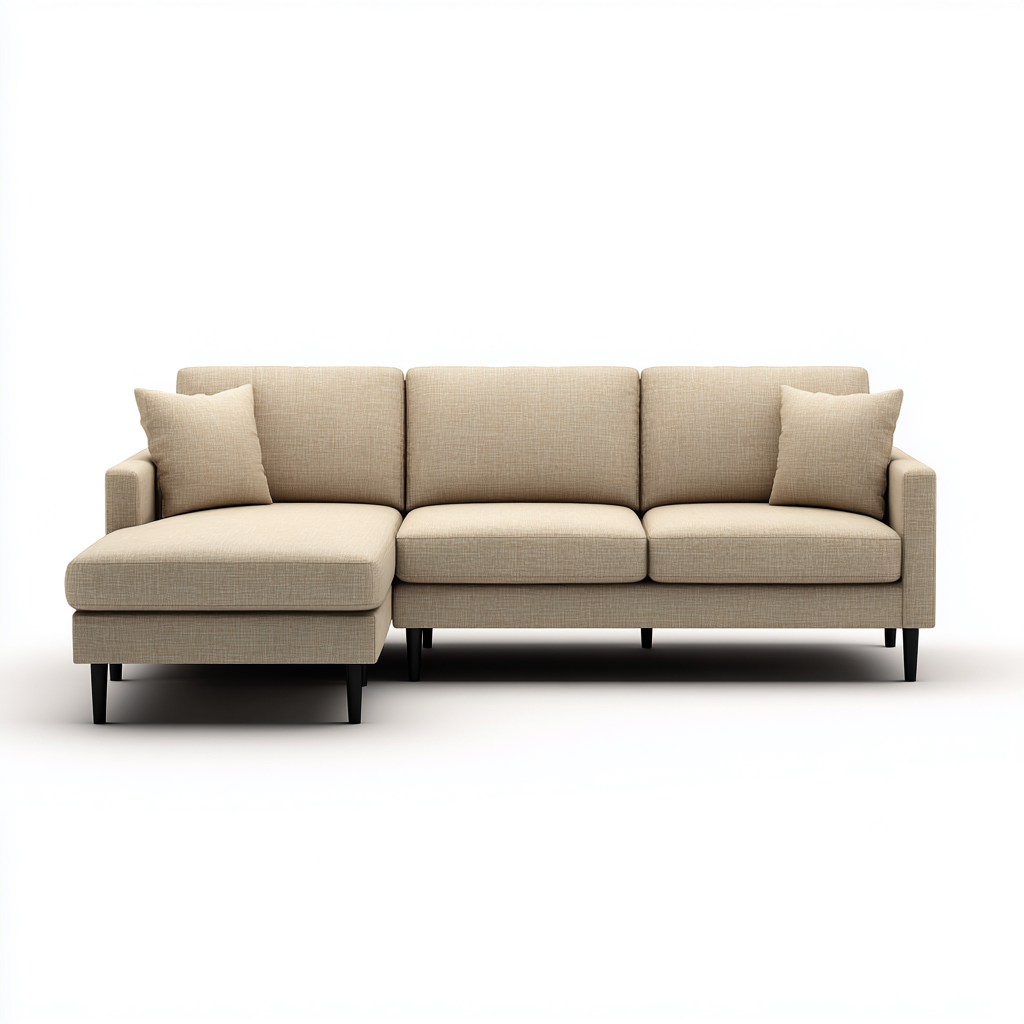 Ecksofa Stoff 250x160x85 cm Beige Minimalistisches Design-Denuploft