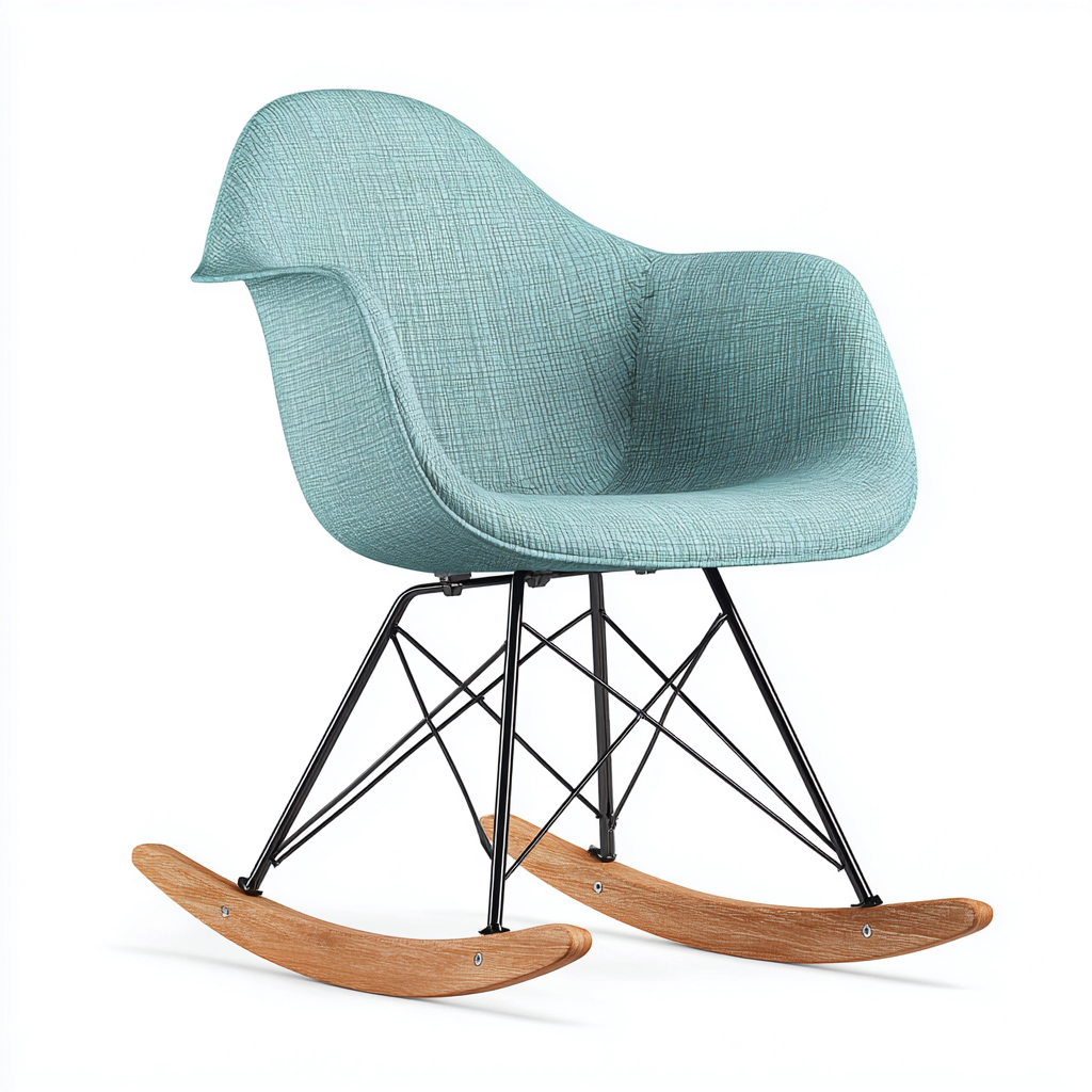 Schaukelstuhl aus Kunststoff und Holz - 85x75x80 cm - blau - retro-inspirierter Stil-Denuploft