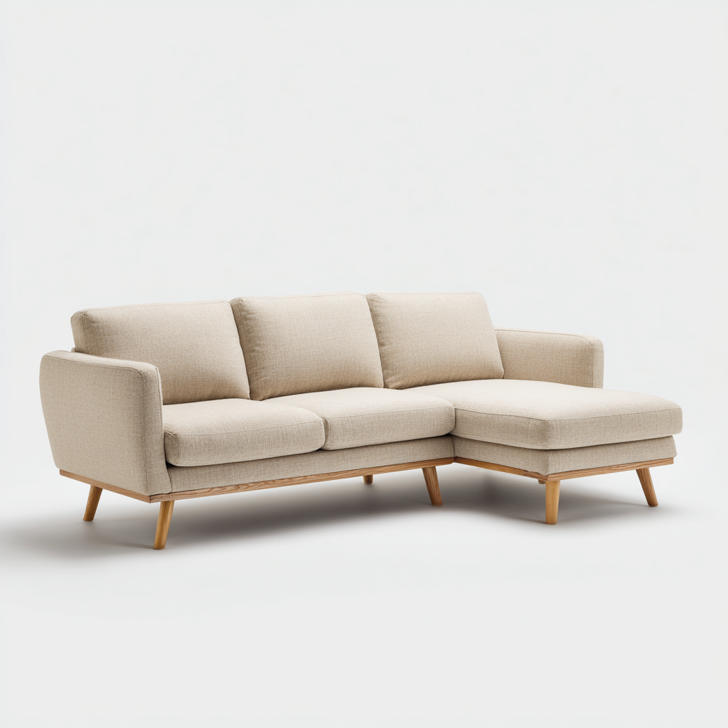 Ecksofa Stoff 230x160x85 cm Beige Skandinavisches Design-Denuploft
