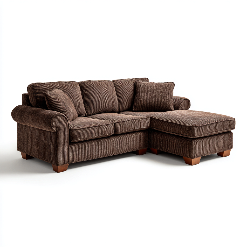 Ecksofa Cordstoff 270x170x85 cm Braun Klassisches Design-Denuploft