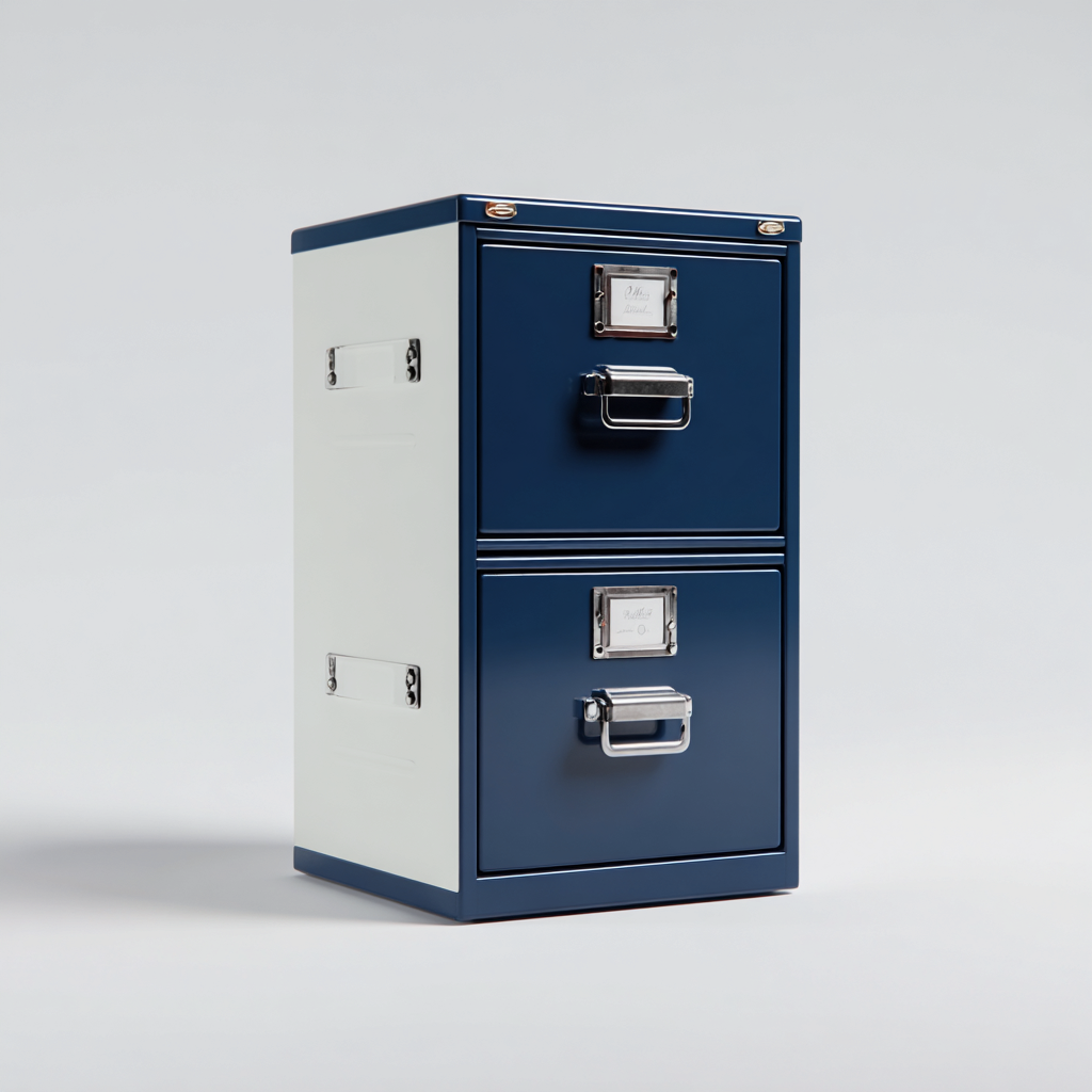 Aktenschrank Metall 39x50x82 cm - weiß-blau - kompaktes Aufbewahrungsdesign-Denuploft