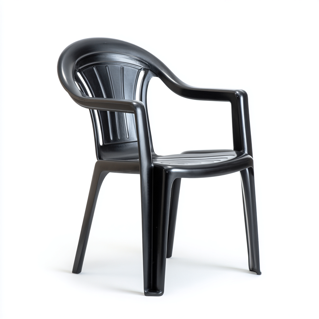 Gartenstuhl Kunststoff 62x58x89 cm - Schwarz - Mit Armlehnen und gebogener Rückenlehne-Denuploft