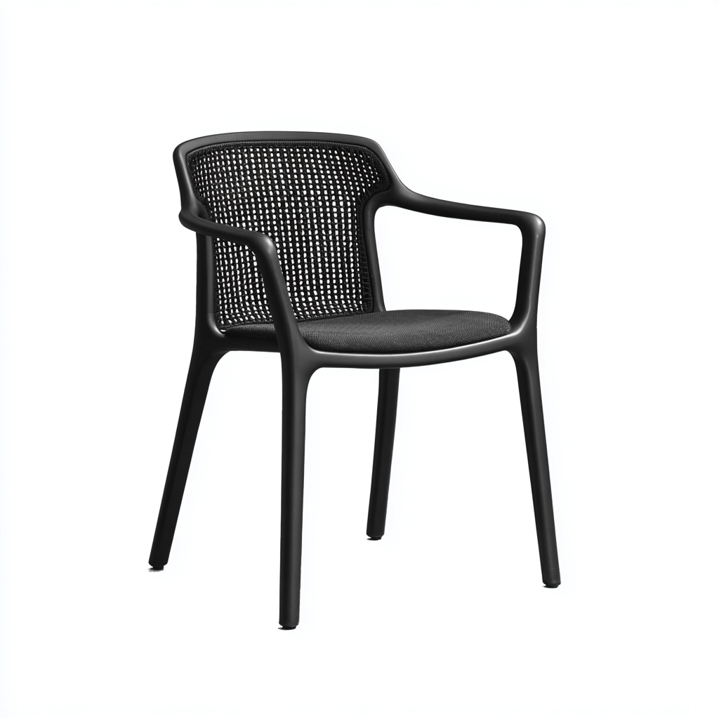 Gartenstuhl Kunststoff 57x56x83 cm - Schwarz - Modernes Design-Denuploft