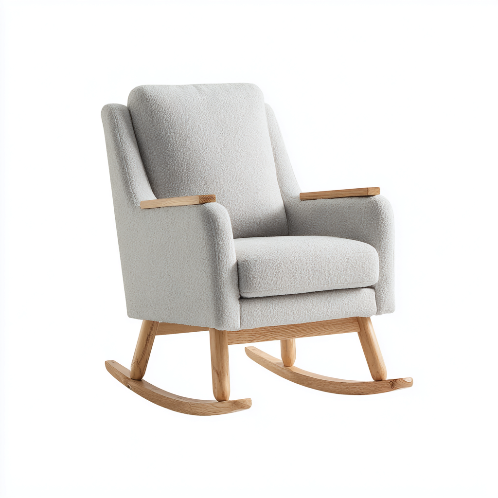 Schaukelstuhl aus Stoff und Holz - 96x84x93 cm - beige - skandinavischer Stil-Denuploft