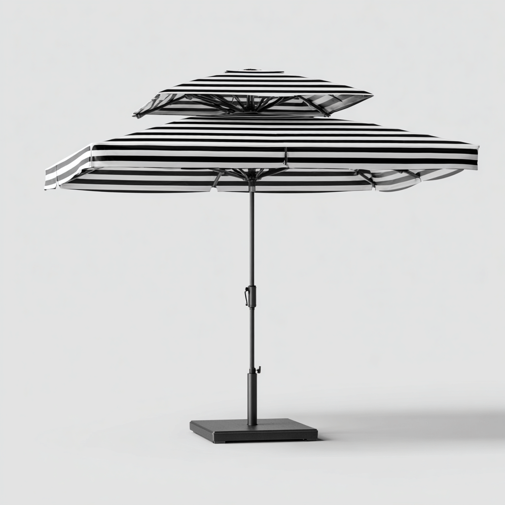 Gartenschirm Metall 300x300x260 cm - schwarz-weiß - modernes Design-Denuploft