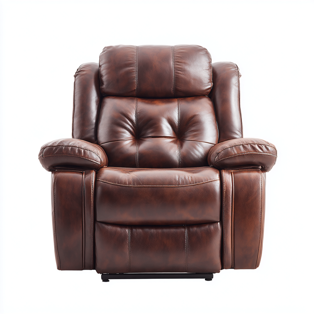 Liegesessel aus Echtleder - 100x98x106 cm - braun - gepolstert mit Relaxfunktion im klassischen Stil-Denuploft