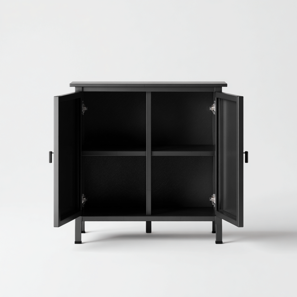 Schuhschrank Metall 80x35x90 cm - Schwarz - Modernes Design-Denuploft