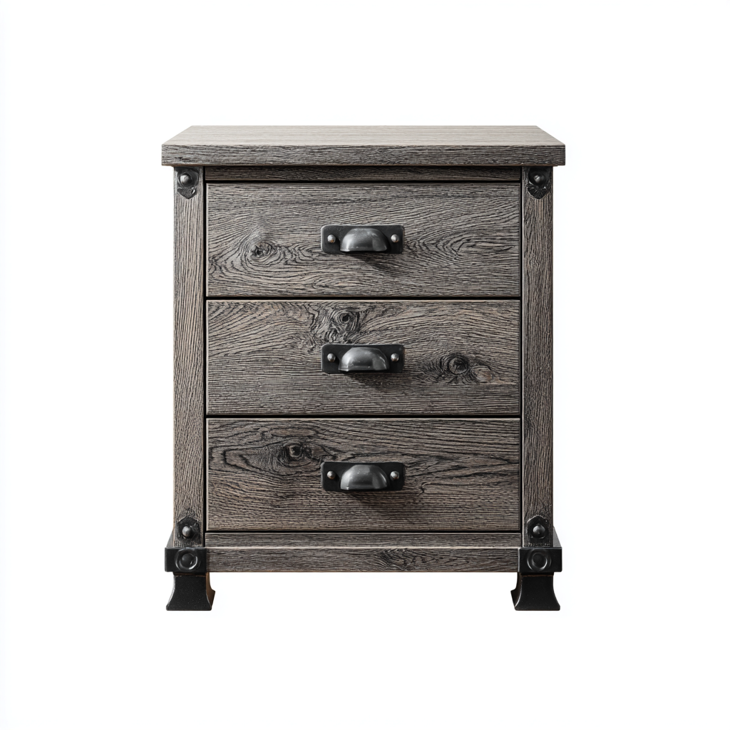 Aktenschrank - Holz und Metall - 45x40x70 cm - Grau-Schwarz - industrielles Bürodesign-Denuploft