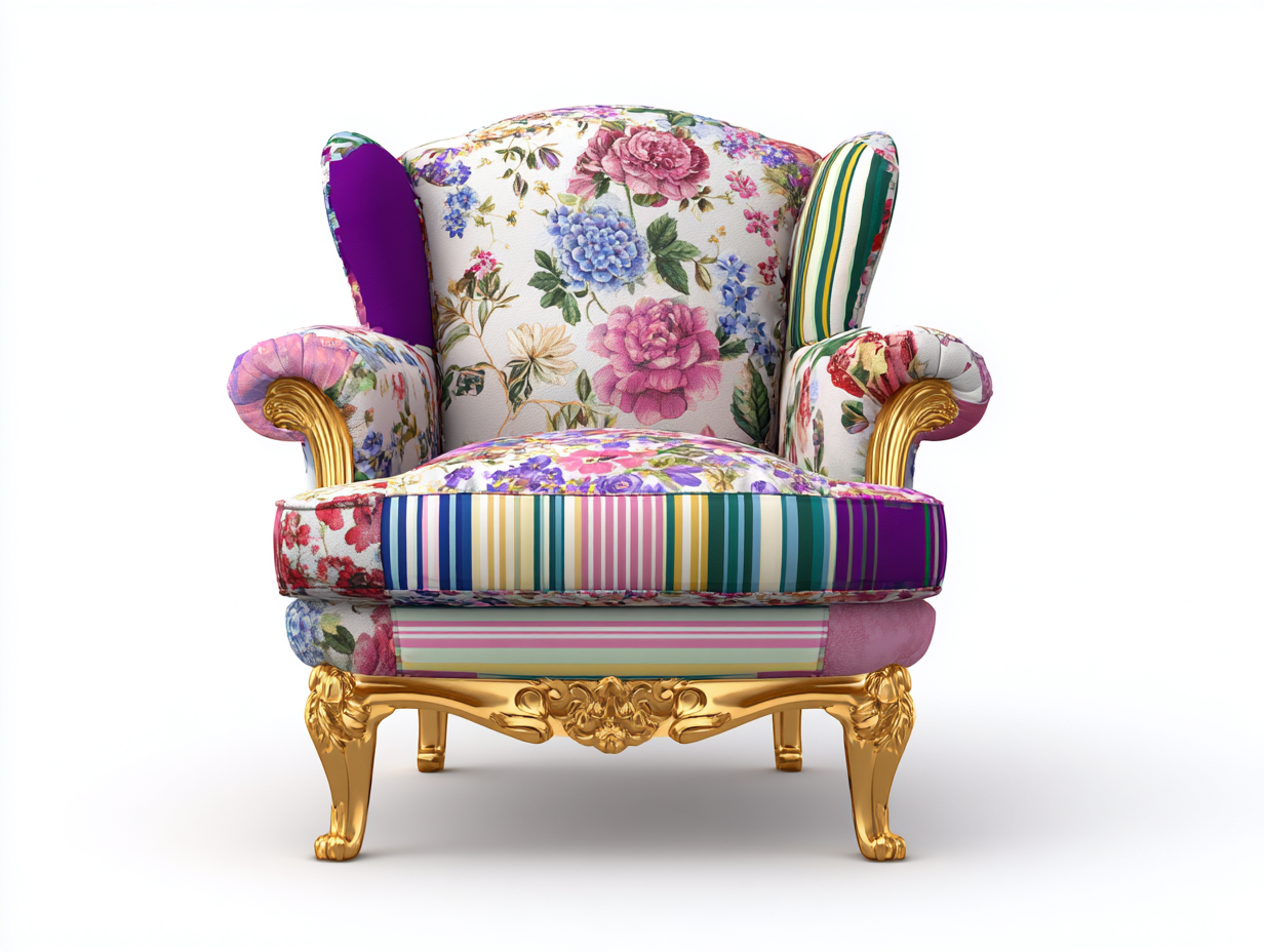 Fauteuil tapissé en tissu 85x80x95 cm - multicolore - style classique décoratif pour salon-Oakgoyard