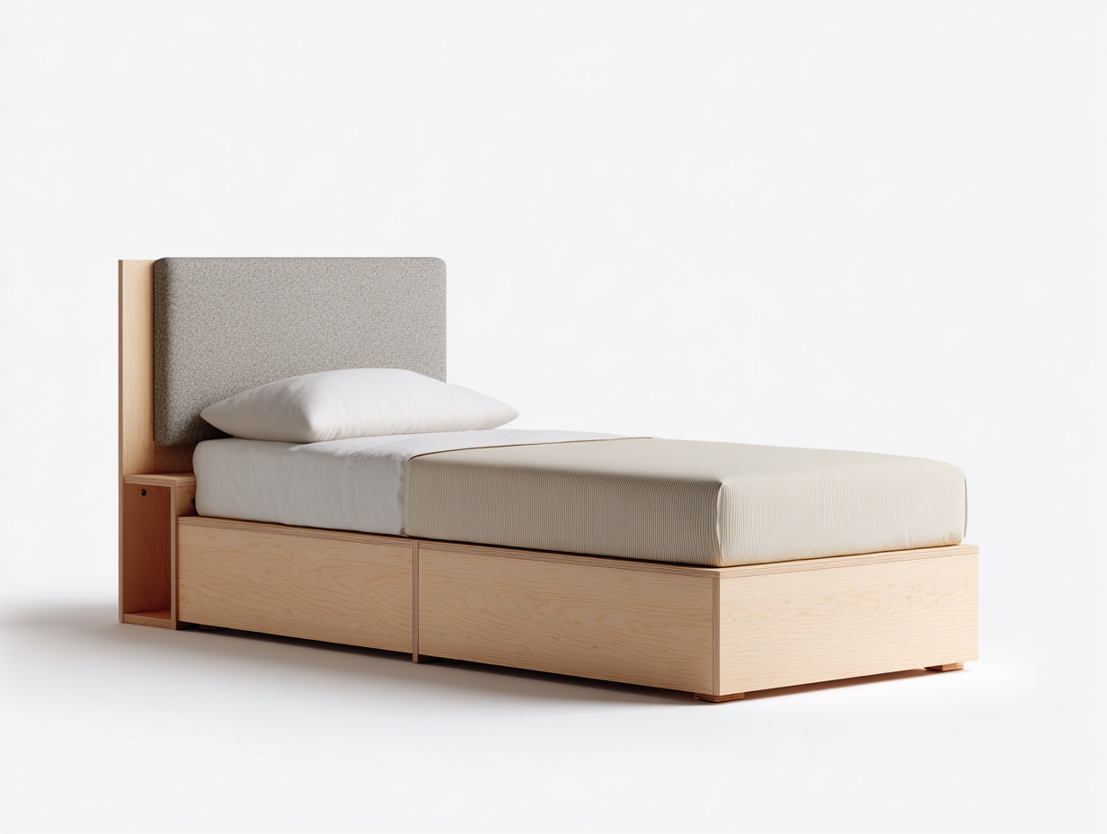 Lit simple en bois avec rangement 200x90x95 cm - bois clair - design moderne pour chambre-Oakgoyard